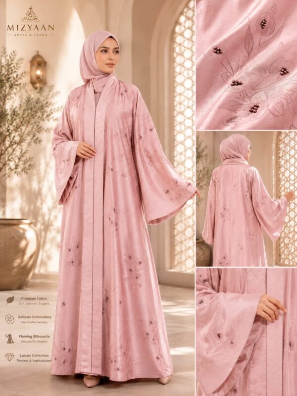 Pink Premium Embroidered Abaya