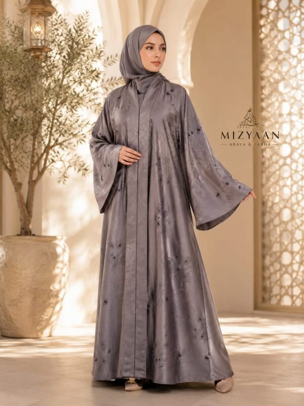 Gray Premium Embroidered Abaya