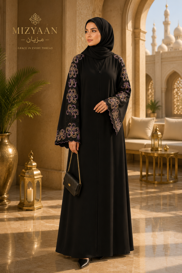 file_000000001d40820a83bcdfdd54016581 Royal Black Embroidered Abaya with Matching Tarha