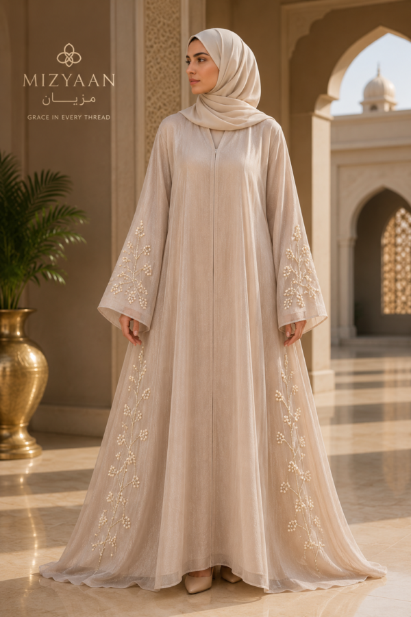 Sand Blossom Embroidered Abaya