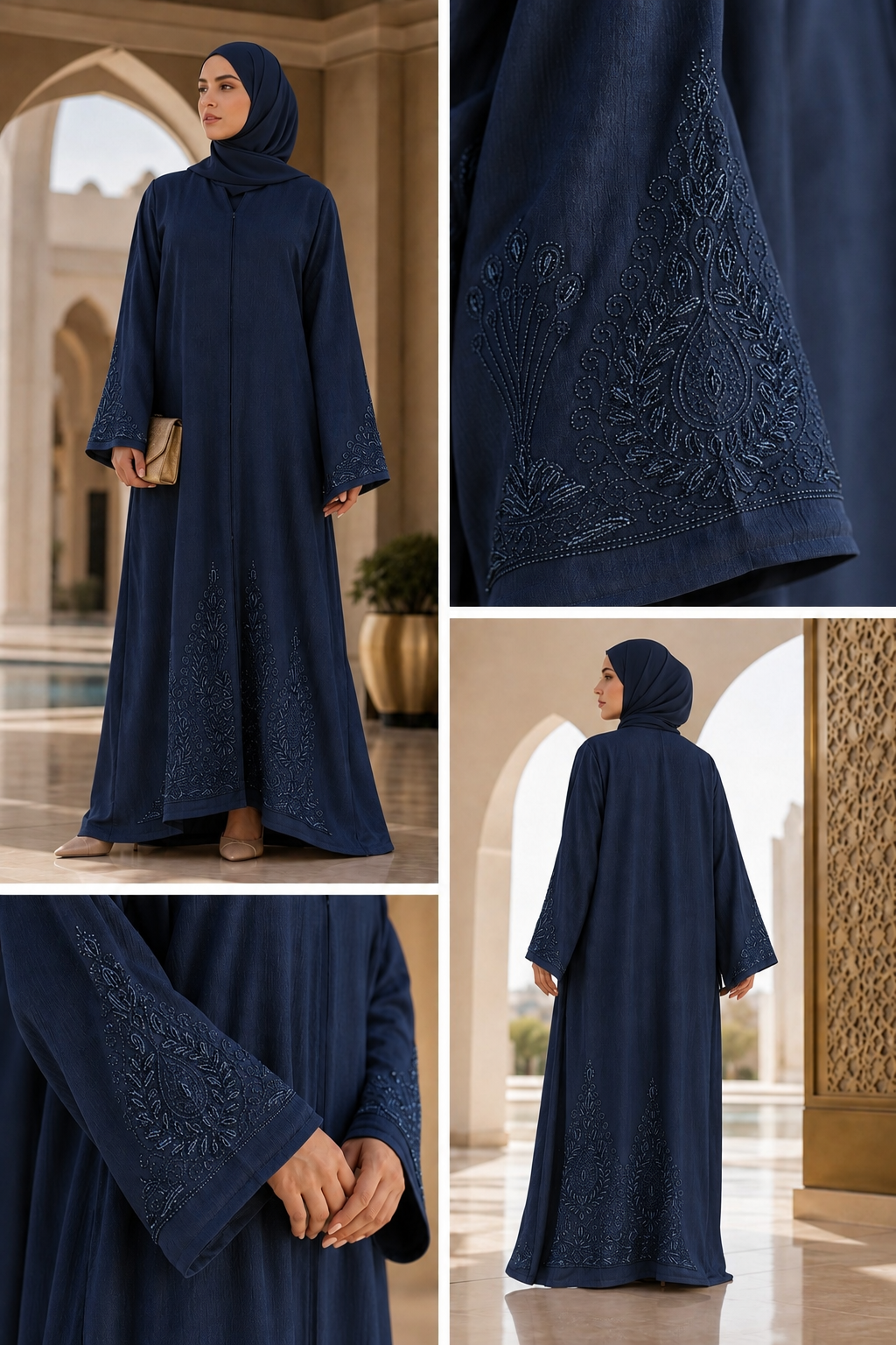 Signature Blue Embroidered Abaya