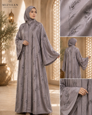 Gray Premium Embroidered Abaya
