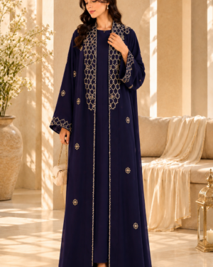 Midnight Pearl – Luxury Embroidered Abaya