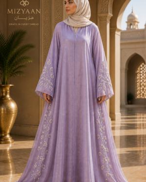 Lavender Bloom Embroidered Abaya
