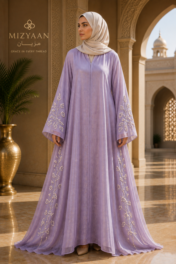 Lavender Bloom Embroidered Abaya