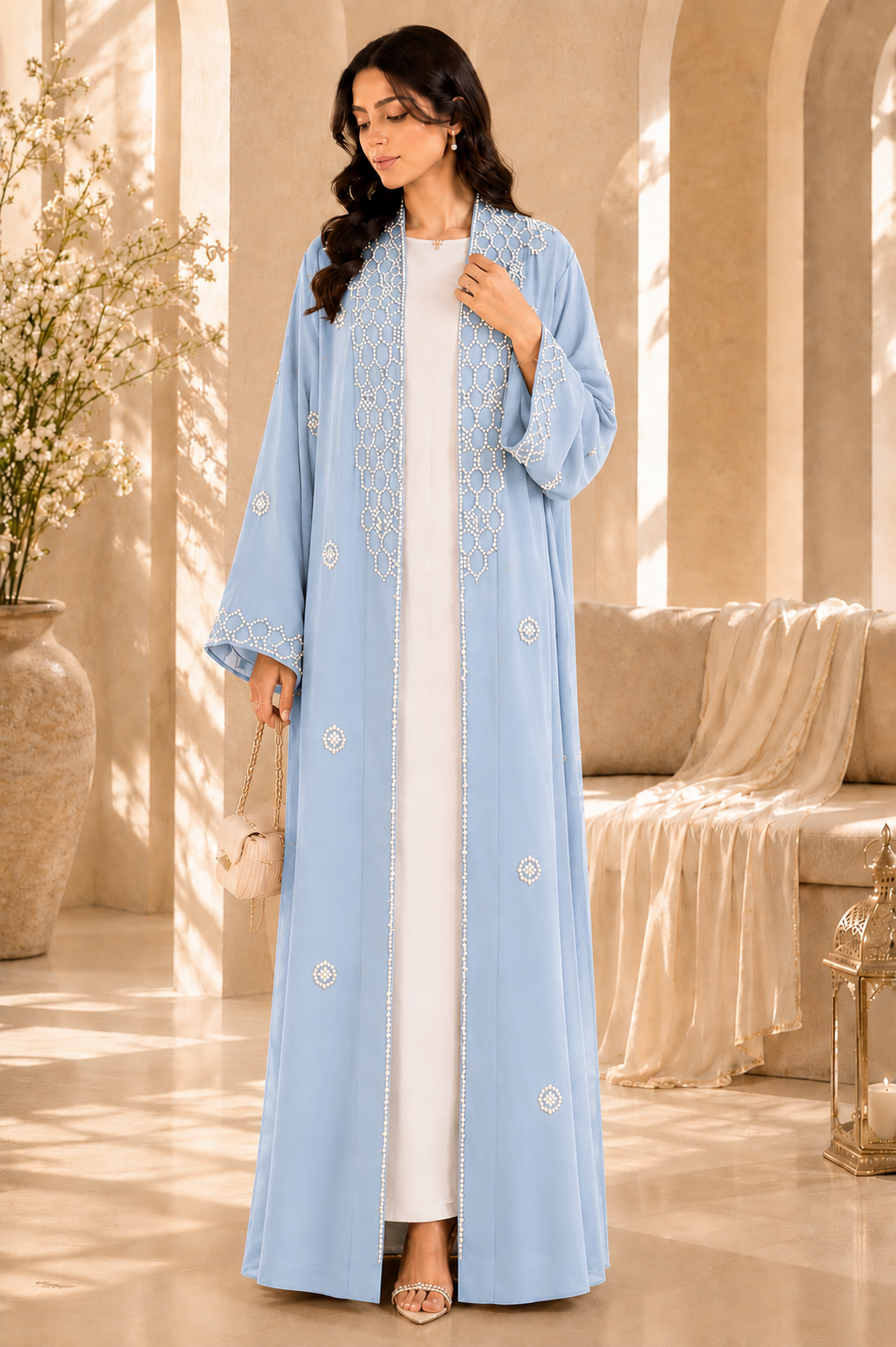 Handmade Sky Blue Abaya
